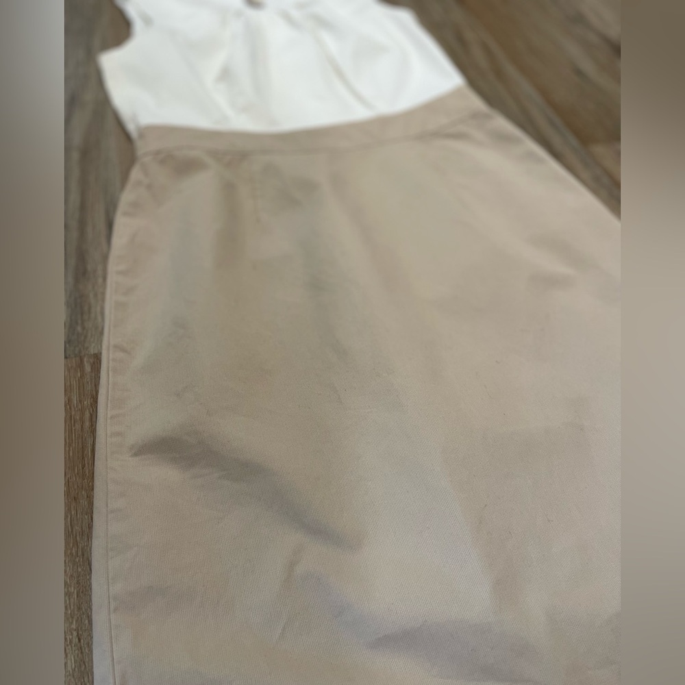 Banana Republic White and Tan Sleeveless Dress- Size 2 - Picture 3 of 12